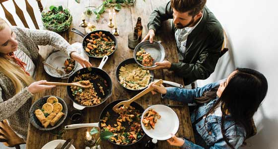 Foodies sharing meal.